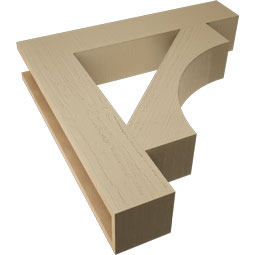 Ekena Millwork - BKTUR055X30X30WTL05RCPR - Timberthane Faux Wood Westlake Style Bracket, Block Ends, 5 1/2"W x 30"D x 30"H, Primed Tan