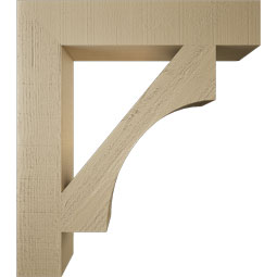 Ekena Millwork - BKTUR055X30X34WTL05RCPR - Timberthane Faux Wood Westlake Style Bracket, Block Ends, 5 1/2"W x 30"D x 34"H, Primed Tan