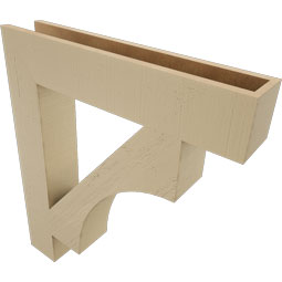 Ekena Millwork - BKTUR055X30X34WTL05RCPR - Timberthane Faux Wood Westlake Style Bracket, Block Ends, 5 1/2"W x 30"D x 34"H, Primed Tan