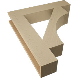 Ekena Millwork - BKTUR055X30X34WTL05RCPR - Timberthane Faux Wood Westlake Style Bracket, Block Ends, 5 1/2"W x 30"D x 34"H, Primed Tan