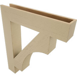 Ekena Millwork - BKTUR055X30X36WTL05RCPR - Timberthane Faux Wood Westlake Style Bracket, Block Ends, 5 1/2"W x 30"D x 36"H, Primed Tan