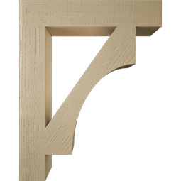Ekena Millwork - BKTUR055X30X38WTL05RCPR - Timberthane Faux Wood Westlake Style Bracket, Block Ends, 5 1/2"W x 30"D x 38"H, Primed Tan