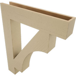 Ekena Millwork - BKTUR055X30X38WTL05RCPR - Timberthane Faux Wood Westlake Style Bracket, Block Ends, 5 1/2"W x 30"D x 38"H, Primed Tan