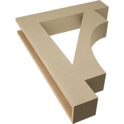 Ekena Millwork - BKTUR055X30X38WTL05RCPR - Timberthane Faux Wood Westlake Style Bracket, Block Ends, 5 1/2"W x 30"D x 38"H, Primed Tan