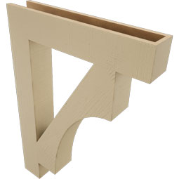 Ekena Millwork - BKTUR055X30X42WTL05RCPR - Timberthane Faux Wood Westlake Style Bracket, Block Ends, 5 1/2"W x 30"D x 42"H, Primed Tan