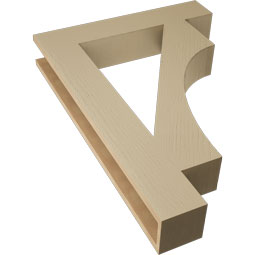 Ekena Millwork - BKTUR055X30X42WTL05RCPR - Timberthane Faux Wood Westlake Style Bracket, Block Ends, 5 1/2"W x 30"D x 42"H, Primed Tan