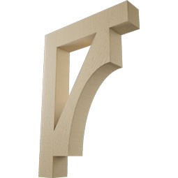 Ekena Millwork - BKTUR055X30X42WTL05RCPR - Timberthane Faux Wood Westlake Style Bracket, Block Ends, 5 1/2"W x 30"D x 42"H, Primed Tan