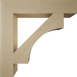 Ekena Millwork - BKTUR055X32X32WTL05RCPR - Timberthane Faux Wood Westlake Style Bracket, Block Ends, 5 1/2"W x 32"D x 32"H, Primed Tan