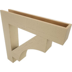 Ekena Millwork - BKTUR055X32X32WTL05RCPR - Timberthane Faux Wood Westlake Style Bracket, Block Ends, 5 1/2"W x 32"D x 32"H, Primed Tan