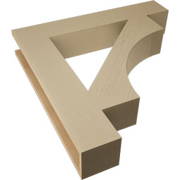 Ekena Millwork - BKTUR055X32X32WTL05RCPR - Timberthane Faux Wood Westlake Style Bracket, Block Ends, 5 1/2"W x 32"D x 32"H, Primed Tan