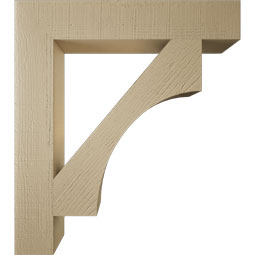 Ekena Millwork - BKTUR055X32X36WTL05RCPR - Timberthane Faux Wood Westlake Style Bracket, Block Ends, 5 1/2"W x 32"D x 36"H, Primed Tan