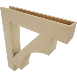 Ekena Millwork - BKTUR055X32X36WTL05RCPR - Timberthane Faux Wood Westlake Style Bracket, Block Ends, 5 1/2"W x 32"D x 36"H, Primed Tan