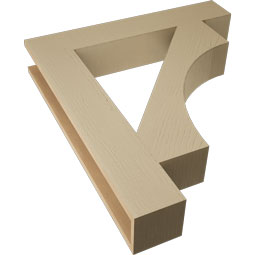 Ekena Millwork - BKTUR055X32X36WTL05RCPR - Timberthane Faux Wood Westlake Style Bracket, Block Ends, 5 1/2"W x 32"D x 36"H, Primed Tan