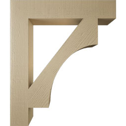 Ekena Millwork - BKTUR055X32X38WTL05RCPR - Timberthane Faux Wood Westlake Style Bracket, Block Ends, 5 1/2"W x 32"D x 38"H, Primed Tan