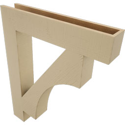 Ekena Millwork - BKTUR055X32X40WTL05RCPR - Timberthane Faux Wood Westlake Style Bracket, Block Ends, 5 1/2"W x 32"D x 40"H, Primed Tan