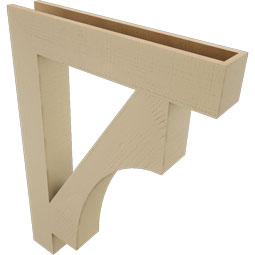 Ekena Millwork - BKTUR055X32X44WTL05RCPR - Timberthane Faux Wood Westlake Style Bracket, Block Ends, 5 1/2"W x 32"D x 44"H, Primed Tan