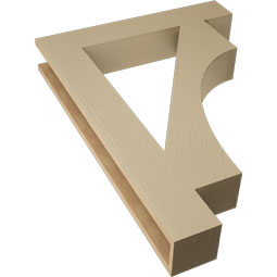 Ekena Millwork - BKTUR055X32X44WTL05RCPR - Timberthane Faux Wood Westlake Style Bracket, Block Ends, 5 1/2"W x 32"D x 44"H, Primed Tan