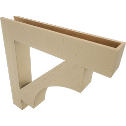 Ekena Millwork - BKTUR055X34X34WTL05RCPR - Timberthane Faux Wood Westlake Style Bracket, Block Ends, 5 1/2"W x 34"D x 34"H, Primed Tan