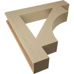 Ekena Millwork - BKTUR055X34X34WTL05RCPR - Timberthane Faux Wood Westlake Style Bracket, Block Ends, 5 1/2"W x 34"D x 34"H, Primed Tan