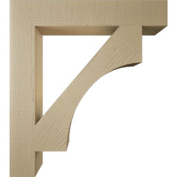 Ekena Millwork - BKTUR055X34X38WTL05RCPR - Timberthane Faux Wood Westlake Style Bracket, Block Ends, 5 1/2"W x 34"D x 38"H, Primed Tan