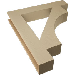 Ekena Millwork - BKTUR055X34X38WTL05RCPR - Timberthane Faux Wood Westlake Style Bracket, Block Ends, 5 1/2"W x 34"D x 38"H, Primed Tan