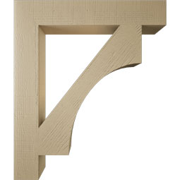 Ekena Millwork - BKTUR055X34X40WTL05RCPR - Timberthane Faux Wood Westlake Style Bracket, Block Ends, 5 1/2"W x 34"D x 40"H, Primed Tan