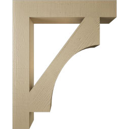 Ekena Millwork - BKTUR055X34X42WTL05RCPR - Timberthane Faux Wood Westlake Style Bracket, Block Ends, 5 1/2"W x 34"D x 42"H, Primed Tan