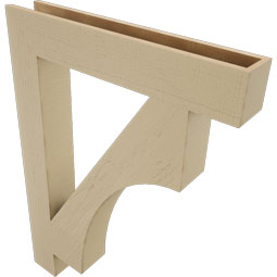 Ekena Millwork - BKTUR055X34X46WTL05RCPR - Timberthane Faux Wood Westlake Style Bracket, Block Ends, 5 1/2"W x 34"D x 46"H, Primed Tan