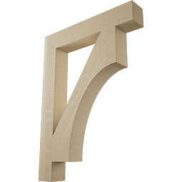 Ekena Millwork - BKTUR055X34X46WTL05RCPR - Timberthane Faux Wood Westlake Style Bracket, Block Ends, 5 1/2"W x 34"D x 46"H, Primed Tan