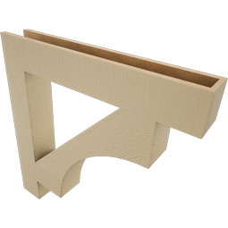 Ekena Millwork - BKTUR055X36X36WTL05RCPR - Timberthane Faux Wood Westlake Style Bracket, Block Ends, 5 1/2"W x 36"D x 36"H, Primed Tan