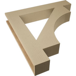 Ekena Millwork - BKTUR055X36X36WTL05RCPR - Timberthane Faux Wood Westlake Style Bracket, Block Ends, 5 1/2"W x 36"D x 36"H, Primed Tan