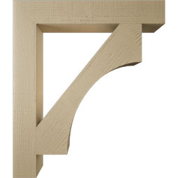 Ekena Millwork - BKTUR055X36X42WTL05RCPR - Timberthane Faux Wood Westlake Style Bracket, Block Ends, 5 1/2"W x 36"D x 42"H, Primed Tan
