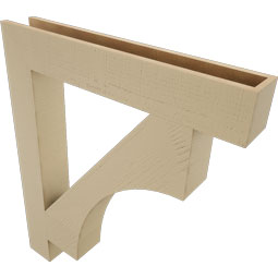 Ekena Millwork - BKTUR055X36X42WTL05RCPR - Timberthane Faux Wood Westlake Style Bracket, Block Ends, 5 1/2"W x 36"D x 42"H, Primed Tan