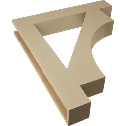 Ekena Millwork - BKTUR055X36X42WTL05RCPR - Timberthane Faux Wood Westlake Style Bracket, Block Ends, 5 1/2"W x 36"D x 42"H, Primed Tan
