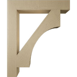 Ekena Millwork - BKTUR055X36X44WTL05RCPR - Timberthane Faux Wood Westlake Style Bracket, Block Ends, 5 1/2"W x 36"D x 44"H, Primed Tan