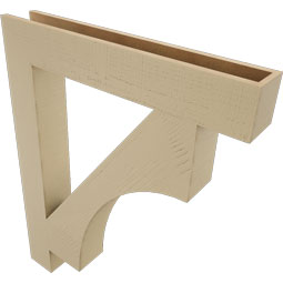 Ekena Millwork - BKTUR055X36X44WTL05RCPR - Timberthane Faux Wood Westlake Style Bracket, Block Ends, 5 1/2"W x 36"D x 44"H, Primed Tan