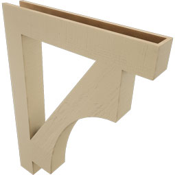 Ekena Millwork - BKTUR055X36X48WTL05RCPR - Timberthane Faux Wood Westlake Style Bracket, Block Ends, 5 1/2"W x 36"D x 48"H, Primed Tan