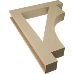 Ekena Millwork - BKTUR055X36X48WTL05RCPR - Timberthane Faux Wood Westlake Style Bracket, Block Ends, 5 1/2"W x 36"D x 48"H, Primed Tan