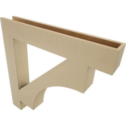 Ekena Millwork - BKTUR055X38X38WTL05RCPR - Timberthane Faux Wood Westlake Style Bracket, Block Ends, 5 1/2"W x 38"D x 38"H, Primed Tan