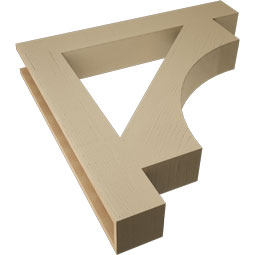 Ekena Millwork - BKTUR055X38X38WTL05RCPR - Timberthane Faux Wood Westlake Style Bracket, Block Ends, 5 1/2"W x 38"D x 38"H, Primed Tan