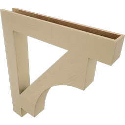 Ekena Millwork - BKTUR055X38X44WTL05RCPR - Timberthane Faux Wood Westlake Style Bracket, Block Ends, 5 1/2"W x 38"D x 44"H, Primed Tan