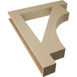 Ekena Millwork - BKTUR055X38X46WTL05RCPR - Timberthane Faux Wood Westlake Style Bracket, Block Ends, 5 1/2"W x 38"D x 46"H, Primed Tan