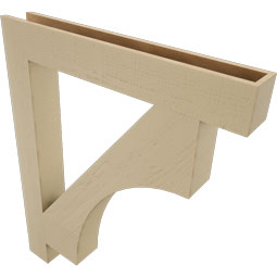 Ekena Millwork - BKTUR055X40X48WTL05RCPR - Timberthane Faux Wood Westlake Style Bracket, Block Ends, 5 1/2"W x 40"D x 48"H, Primed Tan