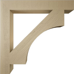 Ekena Millwork - BKTUR055X42X42WTL05RCPR - Timberthane Faux Wood Westlake Style Bracket, Block Ends, 5 1/2"W x 42"D x 42"H, Primed Tan