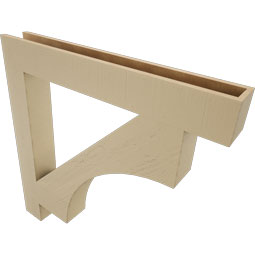 Ekena Millwork - BKTUR055X42X42WTL05RCPR - Timberthane Faux Wood Westlake Style Bracket, Block Ends, 5 1/2"W x 42"D x 42"H, Primed Tan