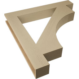 Ekena Millwork - BKTUR055X42X42WTL05RCPR - Timberthane Faux Wood Westlake Style Bracket, Block Ends, 5 1/2"W x 42"D x 42"H, Primed Tan