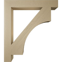 Ekena Millwork - BKTUR055X42X48WTL05RCPR - Timberthane Faux Wood Westlake Style Bracket, Block Ends, 5 1/2"W x 42"D x 48"H, Primed Tan