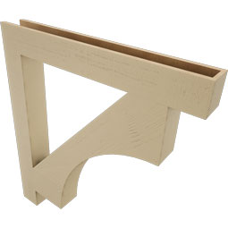 Ekena Millwork - BKTUR055X44X48WTL05RCPR - Timberthane Faux Wood Westlake Style Bracket, Block Ends, 5 1/2"W x 44"D x 48"H, Primed Tan
