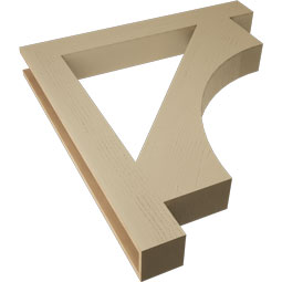 Ekena Millwork - BKTUR055X44X48WTL05RCPR - Timberthane Faux Wood Westlake Style Bracket, Block Ends, 5 1/2"W x 44"D x 48"H, Primed Tan