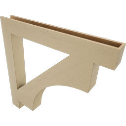 Ekena Millwork - BKTUR055X46X46WTL05RCPR - Timberthane Faux Wood Westlake Style Bracket, Block Ends, 5 1/2"W x 46"D x 46"H, Primed Tan